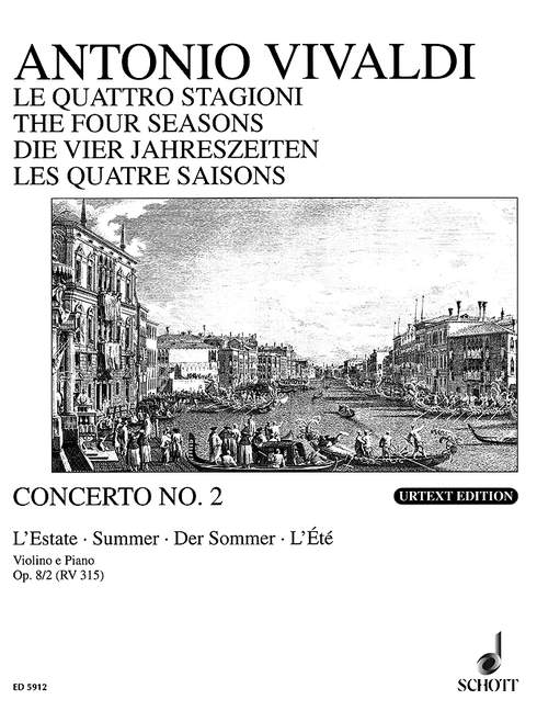 The Four Seasons op. 8/2 RV 315 / PV 336, Summer G Minor, violin, strings and basso continuo, piano reduction with solo part