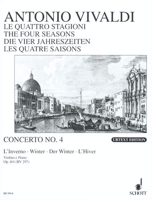 The Four Seasons op. 8/4 RV 297 / PV 442, Winter F Minor, violin, strings and basso continuo, piano reduction with solo part