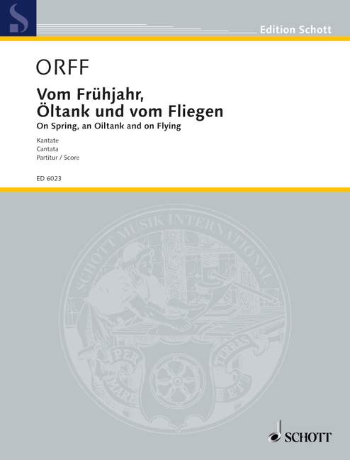 On Spring, on Oiltank and on Flying, Kantate, mixed choir (SATTBB), 3 pianos and percussion (6-9 player), score. 9790001064576