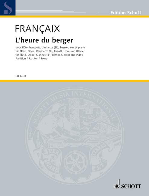 L'heure du berger, Musique de brasserie, flute, oboe, clarinet, bassoon, horn and piano, score