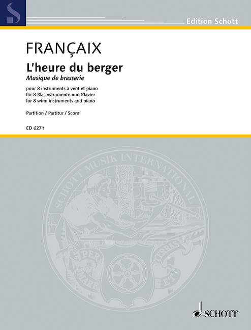 L'heure du berger, Musique de brasserie, Flute, Oboe, 2 Clarinets, 2 Bassoons, French Horn, Trombone and Piano, score
