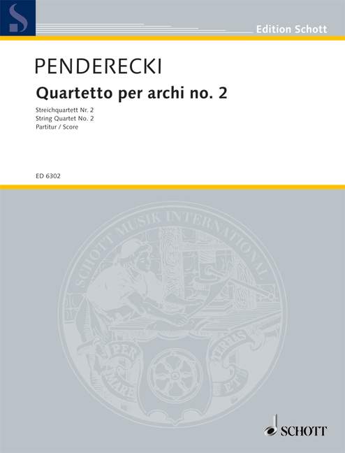 Quartetto per archi no. 2, für zwei Violinen, Viola und Violoncello, study score. 9790001067058