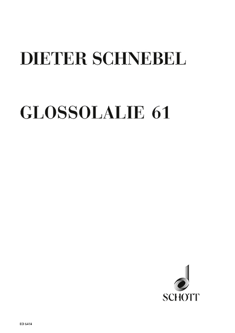 Glossolalie 61, (Projekte IV), 3 (4) Speakers and 3 (4) Instrumentalists - conductor, performance score. 9790001068338