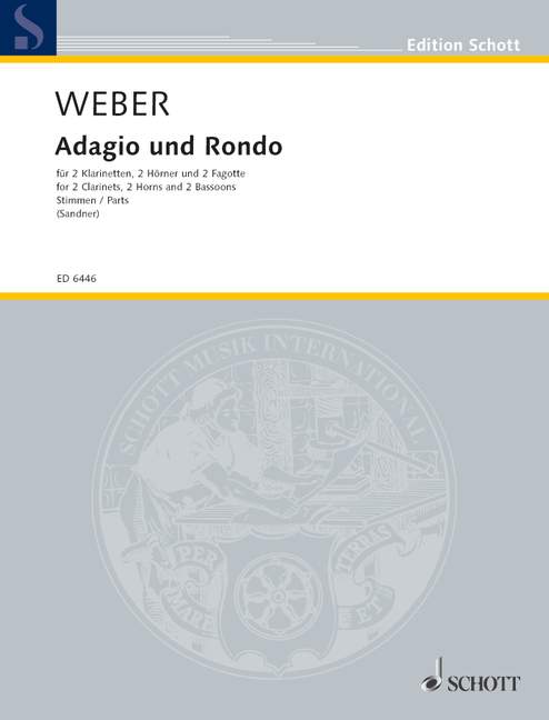 Adagio and Rondo, 2 clarinets, 2 horns and 2 bassoons, score and parts. 9790001068529