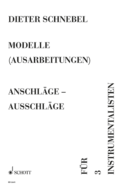 Anschläge - Ausschläge, (Modelle No. 5) Szenische Variationen für 3 Instrumentalisten, flute, cello and harpsichord, performance score. 9790001070621