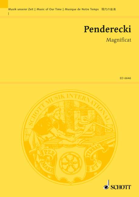 Magnificat, für Bass-Solo, Vokalensemble (7 Männerstimmen), 2 gemischte Chöre (je 24-stimmig), Knabenstimmen und Orchester, bass solo, vocal ensemble (7 male voices), 2 mixed choirs (each 24 parts), b