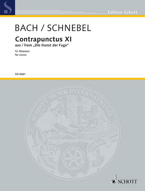 Bach-Contrapuncti, Contrapunctus XI from The Art of Fugue, 20 Vocalists (5S/5A/5T/5B), choral score. 9790001070942