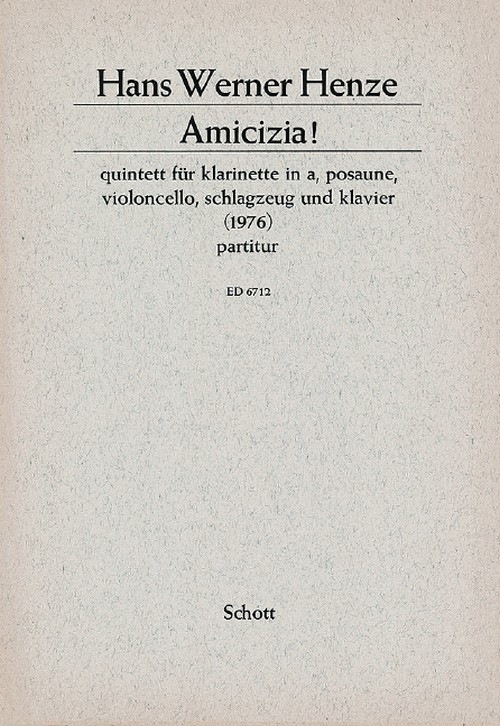 Amicizia!, Quintet for clarinet, trombone, cello, percussion and piano, score
