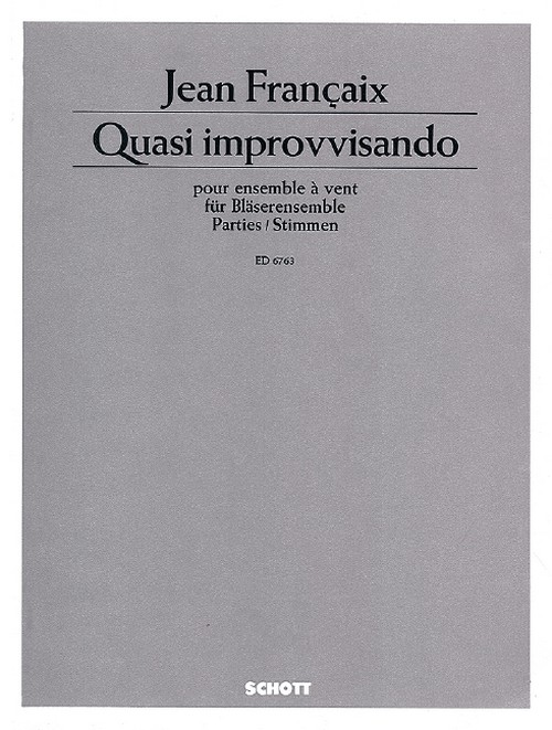 Quasi improvvisando, for wind ensemble, flute, Piccolo, 2 oboes, clarinet, bass clarinet, bassoon, contrabassoon, 2 horns, trumpet (C), set of parts