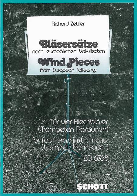 Wind Pieces from European folksongs, 2 trumpets (flugelhorns) and 2 trombones (tenor horn and tuba), score. 9790001071802