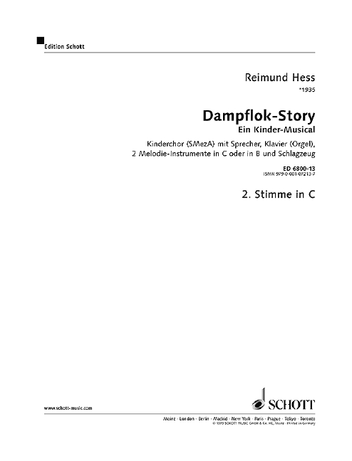 Dampflok-Story, Ein Kinder-Musical, children's choir (SMezA) with speakers, piano (organ), 2 melody instruments in C or in Bb and percussion, separate part