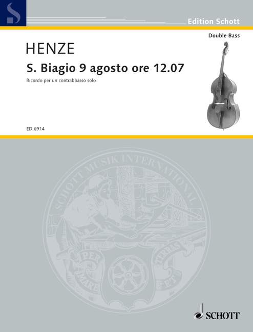 S. Biagio 9 agosto ore 12.07, Ricordo for a double bass solo. 9790001073066