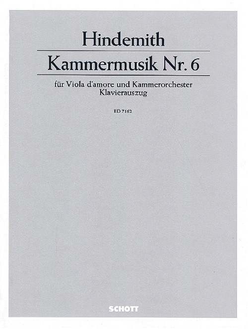 Chamber music No. 6 op. 46/1, viola d'amore and chamber orchestra, piano reduction with solo part