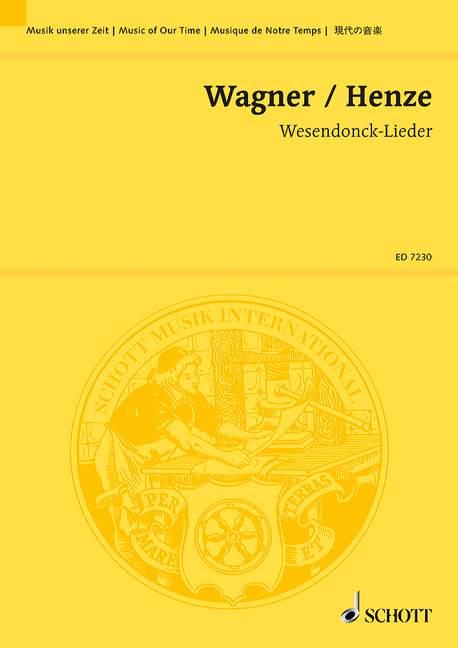 Wesendonck-Lieder, Fünf Lieder für eine Frauenstimme auf Gedichte von Mathilde Wesendonck von Richard Wagner, alto and chamber orchestra, conductor's and study score