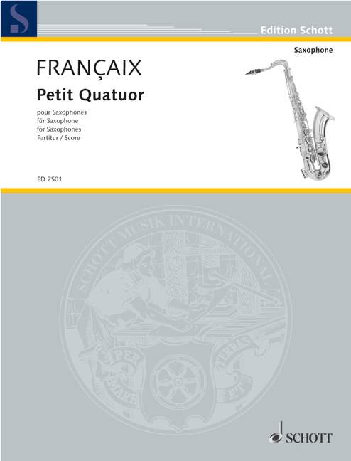 Petit Quatuor, for saxophones (SATBar), score. 9790001078382