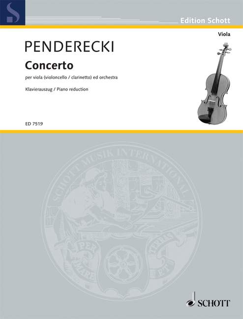 Viola Concerto, for viola (cello/clarinet) and orchestra, piano reduction with solo parts. 9783795797195