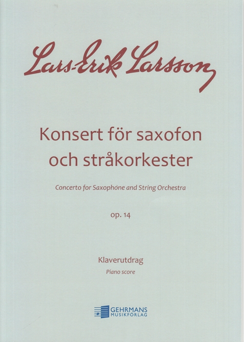 Concerto for Saxophone and String Orchestra, op. 14. Piano Score. 9790070005135