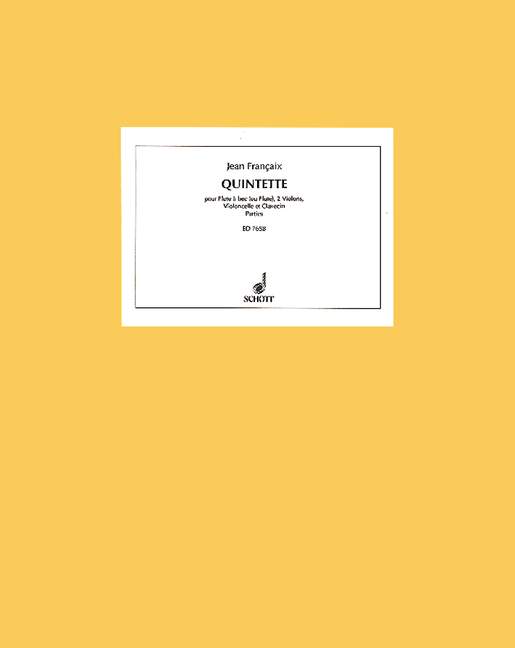 Quintet, for recorder (or flute), 2 violins, violoncello and harpsichord, set of parts