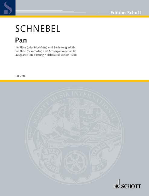 Pan, flute(s) or recorder(s) and accompaniment ad lib. (string instrument or keyboard/organ/accordion), performance score. 9790001080842