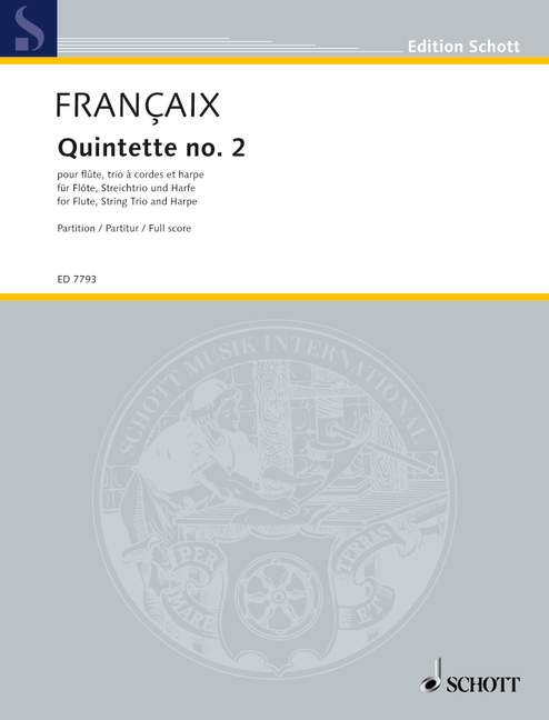 Quintet No. 2, for flute, string trio and harp, score