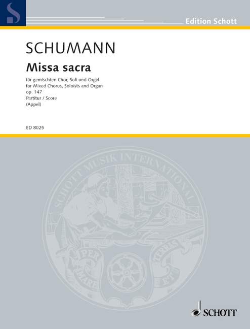 Missa sacra op. 147, based on New Edition of the Complete Works Vol. IV/3/2, mixed choir (SATB) and organ, score. 9790001082648