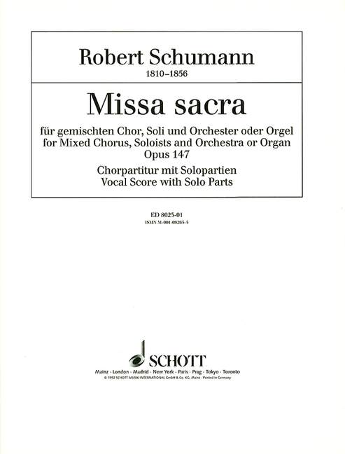 Missa sacra op. 147, (liturgisch), mixed choir (SATB) and orchestra or organ, choral score