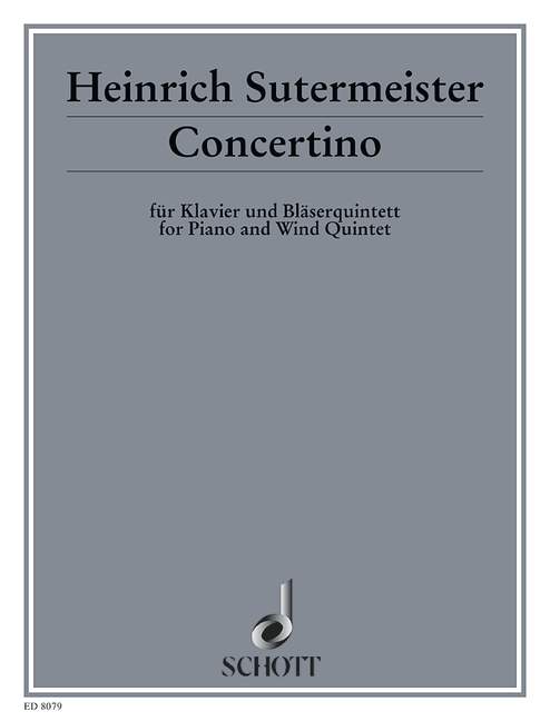 Concertino, clarinet (B), bassoon, trumpet (F), horn (F), tenortrombone and piano, score and parts. 9790001083089