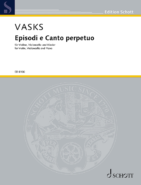 Episodi e Canto perpetuo, violin, cello and piano, score and parts. 9790001083249