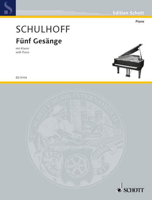 Fünf Gesänge mit Klavier, Textwriter unknown, voice and piano. 9790001083263