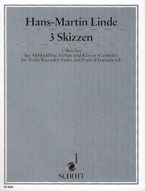 3 Skizzen, treble recorder, violin and piano (harpsichord), score and parts