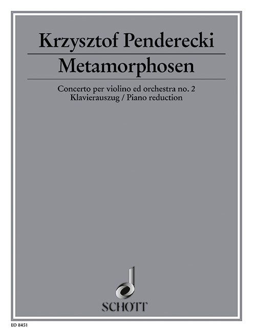 Metamorphosen, Concerto per violino ed orchestra no. 2, violin and orchestra, piano reduction with solo part. 9790001112574