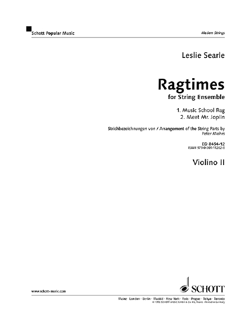 Ragtimes for String Ensemble, string ensemble, separate part