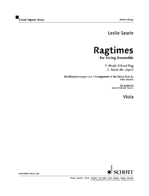 Ragtimes for String Ensemble, string ensemble, separate part. 9790001112635