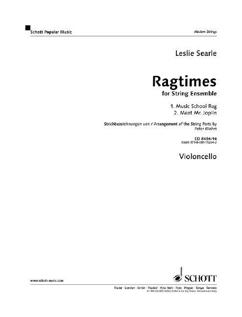 Ragtimes for String Ensemble, string ensemble, separate part