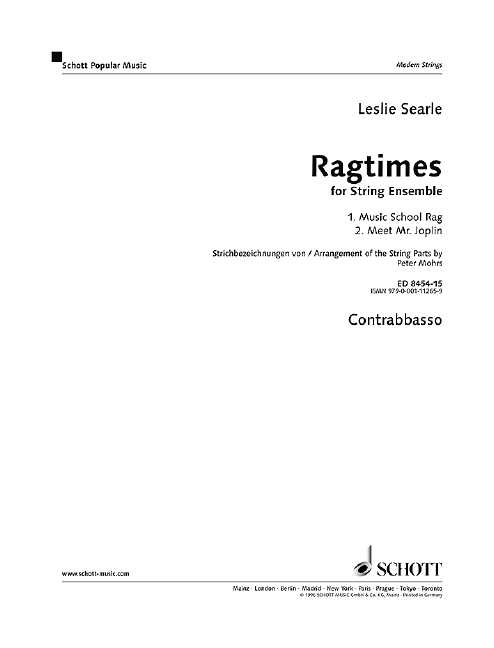 Ragtimes for String Ensemble, string ensemble, separate part