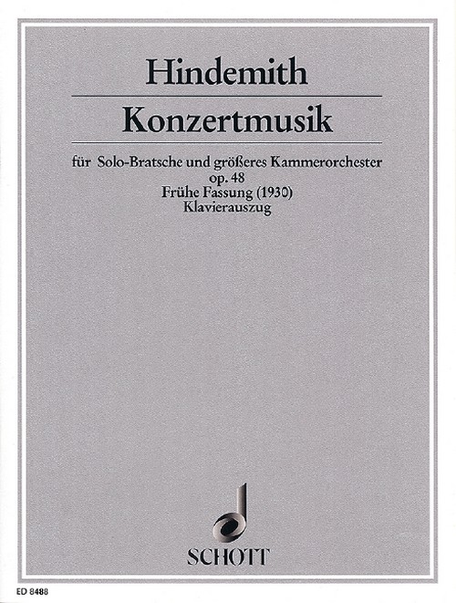 Konzertmusik op. 48, frühe Fassung, viola and bigger chamber orchestra, piano reduction with solo part