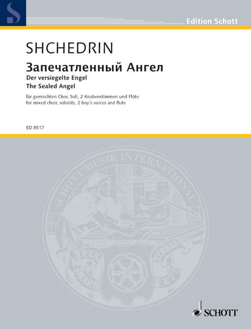 The Sealed Angel = Der versiegelte Engel, mixed choir (SSAATTBB), soloists (SAT), 2 boy's  voices (SA) and flute, score. 9790001113809