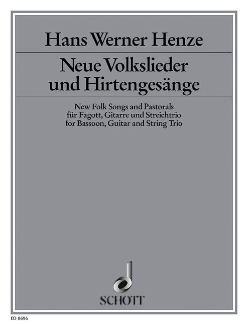 Neue Volkslieder und Hirtengesänge, bassoon, guitar and string trio, score and parts. 9790001121644