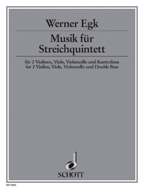 Music for String quintet, 2 violins, viola, cello and double bass, score and parts