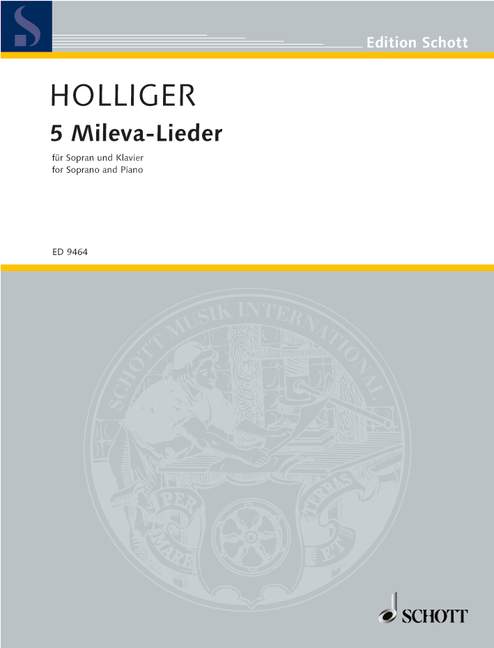 5 Mileva-Lieder, after poems by the 6 to 10-year-old Mileva Demenga, soprano and piano (3 instruments ad lib.). 9790001131995