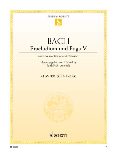 Prelude and Fugue 5 in D major from The Well-Tempered Clavier I = Praeludium und Fuga V aus Das Wohltemperierte Klavier I. BWV 850. 9790001092203