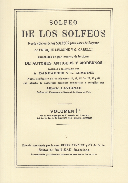 Solfeo de los solfeos: nueva edición de los solfeos para voces de soprano. Vol 1C. 9790350300943