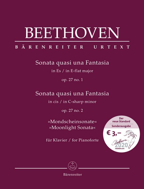 Sonata quasi una Fantasia für Klavier Es-Dur op. 27/1 / Sonata quasi una Fantasia für Klavier cis-Moll op. 27/2 Mondscheinsonate BÄRENREITER URTEXT, performance score