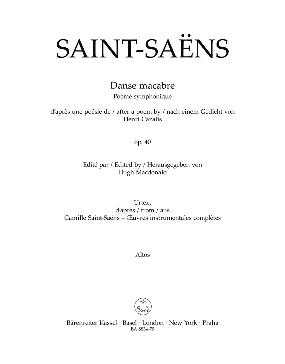 Danse macabre op. 40, Symphonische Dichtung nach einem Gedicht von Henri Cazalis, separate part. 9790006567225
