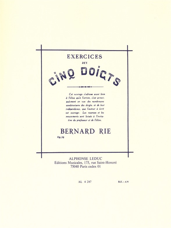 Exercices des 5 Doigts Op. 32, Piano