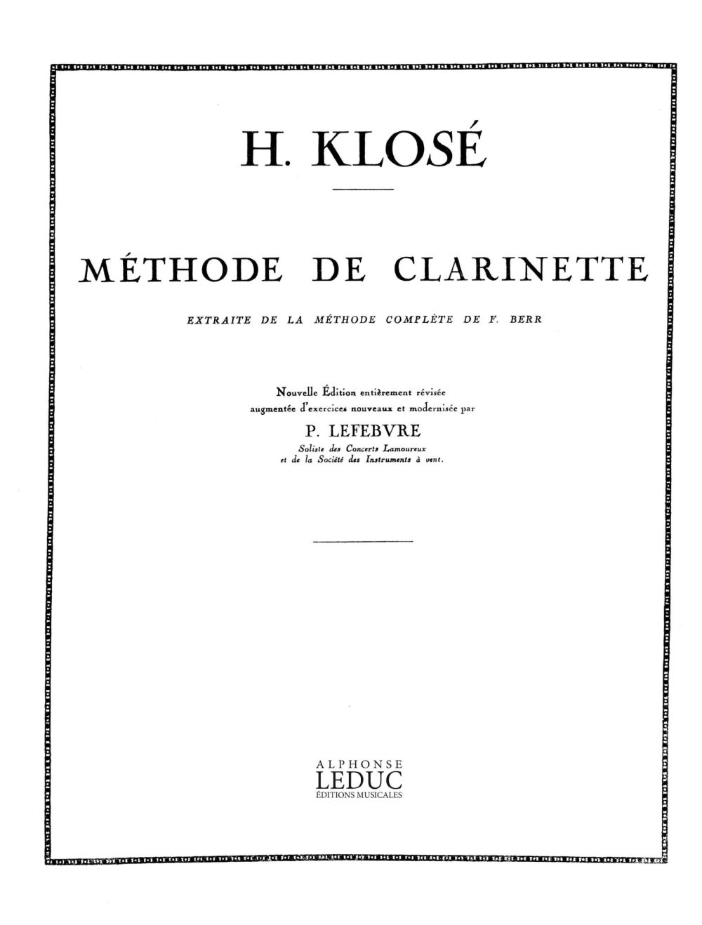 Méthode Extraite de la Méthode de Berr, Clarinet