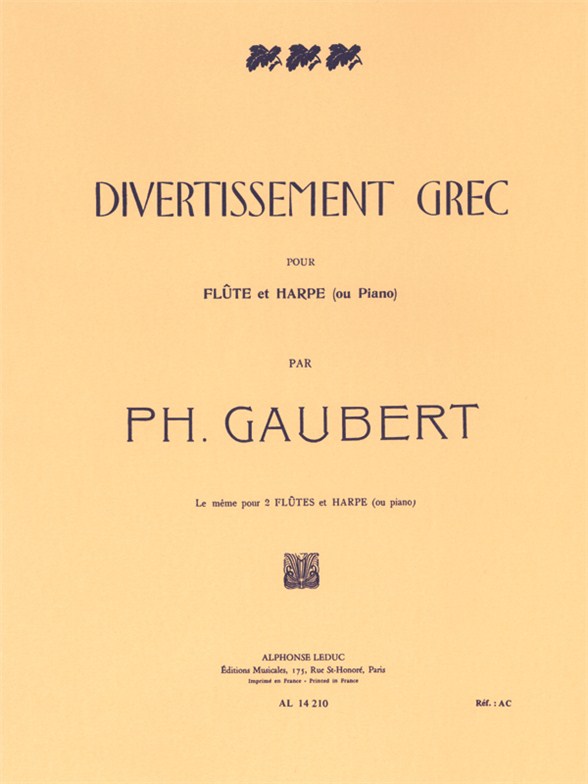 Divertissement Grec, Flute et Piano. 9790046142109