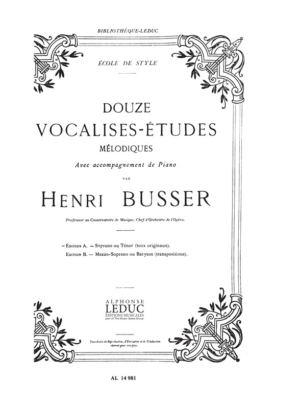 12 Vocalises-Études, soprano ou tenor. 9790046149818