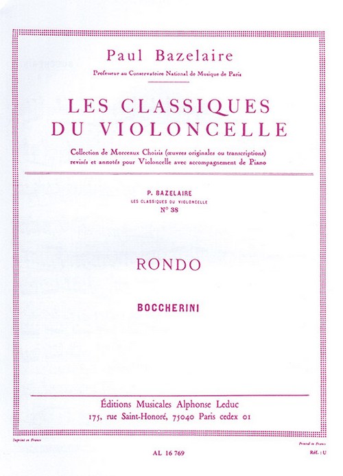 Rondó C Major after String Quartet G 310, Cello and Piano
