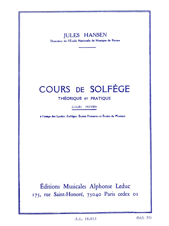 Solfege Théorique et Pratique, Cours Moyen